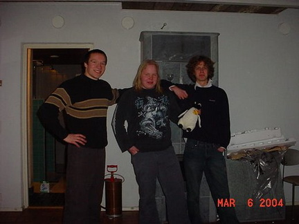 Zaec, me and Trix posing with a penguin.