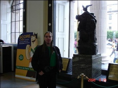Posing next to CÃºchulainn's Statue in GPO, Dublin.