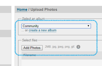 Select an album in which to upload. Choose wisely.